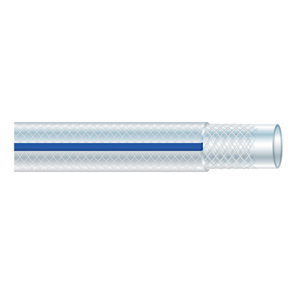 Crystal Super Darden Hose Braided Transparent With Blue StripeTripe – Heavy Duty